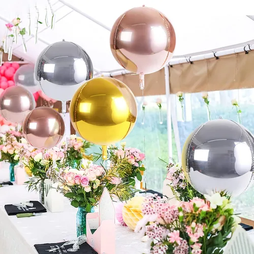 Miniatura 4 de Globos metálicos grandes de oro rosa de 15 pulgadas, paquete de 6 globos de tereftalato de polietileno, guirnalda de globos, globos de aluminio