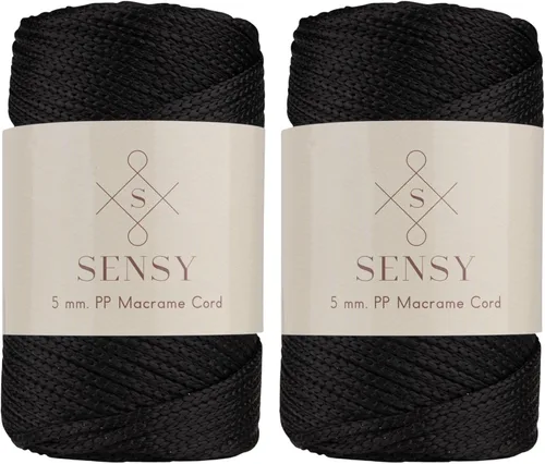 Miniatura 119 de Sensy - Cuerda de poliéster prémium de 0.197 in, 104 yardas, 100% polipropileno, cordón de macramé de 0.197 in, cuerda de ganchillo para bolsa