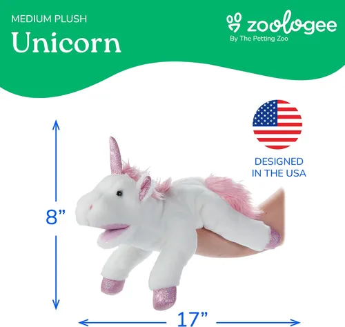 Miniatura 3 de The Petting Zoo Marioneta de peluche de unicornio de mano, regalos para niños, animales de marioneta, juguete de peluche interactivo de unicornio