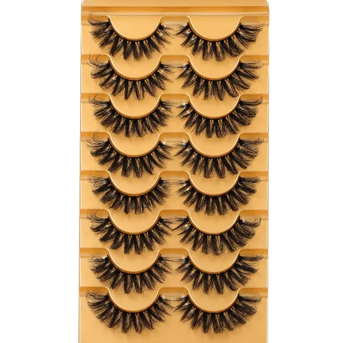 Miniatura 3 de Focipeysa Pestañas postizas de visón esponjosas con rizos en D, tiras de pestañas naturales, aspecto de extensiones, 17mm, pestañas de ojo de gato