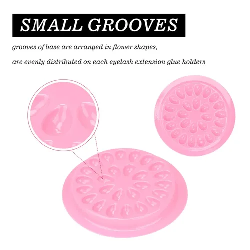 Miniatura 3 de G2PLUS Soportes de pegamento para pestañas postizas, 100 PCS bandejas desechables para pestañas, paleta de pegamento de plástico rosa