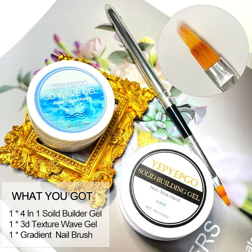 Miniatura 2 de Gel de escultura 3D para arte de uñas, 2 piezas de gel sólido no pegajoso para crear esculturas a mano y geles de moldeo 3D duros con Pro Brush UV