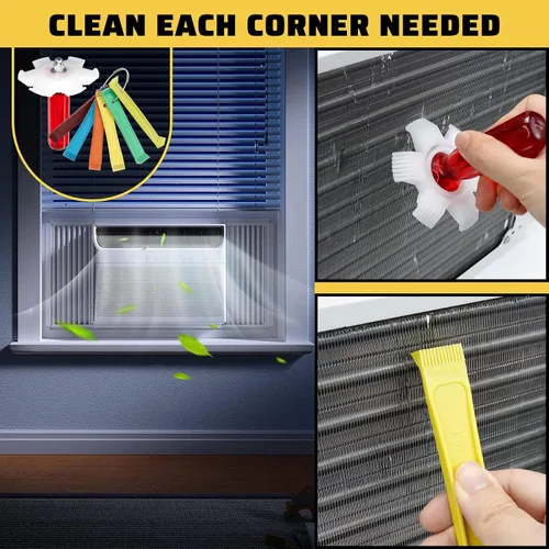 Miniatura 7 de Cepillo de limpieza de aletas de condensador de aire acondicionado, peine de aleta de condensador y cepillo de limpieza de bobina de refrigerador