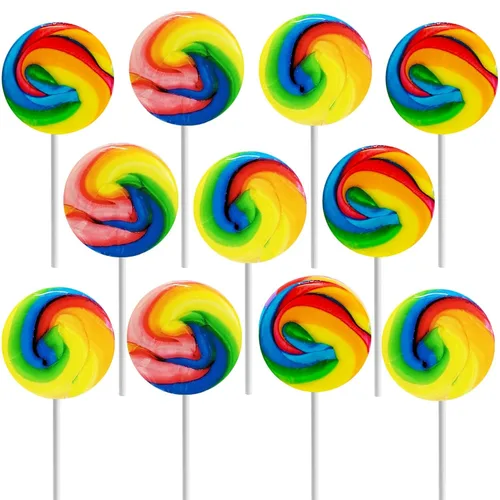 Miniatura 9 de The Dreidel Company Paleta Rainbow Swirl con sabor a fruta mixta, envuelta individualmente, 1.5 pulgadas Swirl Pop (paquete de 24)