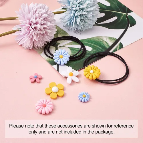 Miniatura 6 de Pandahall - 240 piezas de cabujones de resina de flores opacas con parte trasera plana sin perforar, cuentas autoadhesivas de girasol