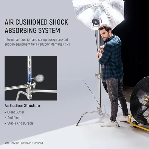 Miniatura 2 de NEEWER Soporte en C con brazo articulado Pro 100% de acero inoxidable, altura máxima de 330 cm/10.8 pies con amortiguación de aire, soporte de luz
