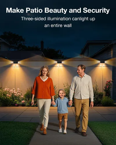 Miniatura 3 de Luces de Valla Solares Impermeables para Exteriores de 3 Lados LED para Pared y Paisajismo para Patio, Terraza, Patio, Barandilla, Garaje, Piscina