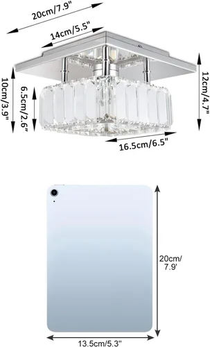 Miniatura 7 de CLAIRDAI Lámpara de techo de cristal cuadrada de montaje empotrado, lámpara de techo LED moderna para cocina, pasillo, vestíbulo, sala de estar