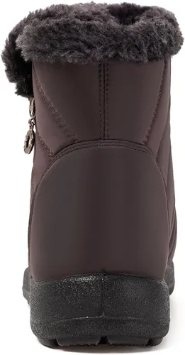 Miniatura 27 de Eagsouni Botas de nieve para mujer, botines de invierno para mujer, con forro de piel cálida, botines gruesos con cremallera, zapatos planos