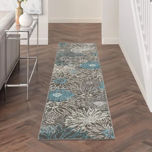Miniatura 25 de Nourison Passion - Alfombra azul, de 6 pies, 7 pulgadas x 9 pies, 6 pulgadas, floral, campestre, fácil de limpiar, no desprende pelo
