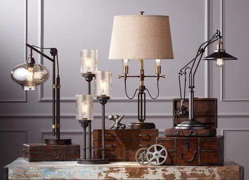 Miniatura 8 de Franklin Iron Works Libby - Lámpara de mesa moderna industrial rústica de 30 pulgadas de alto, tamaño completo, metal de bronce, 3 luces LED
