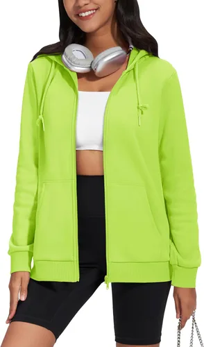 Miniatura 19 de TACVASEN Sudaderas con capucha y cremallera para mujer, ligera, de rizo francés, con cremallera completa y bolsillos