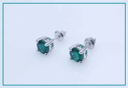 Miniatura 3 de Dazzlingrock Collection Aretes solitarios redondos de 0.217 in para ella en plata de ley 925