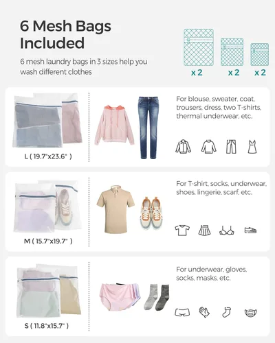 Miniatura 5 de SONGMICS Cesta de lavandería con tapa, cesta de ropa de 90 litros con 2 bolsas de forro extraíbles, 6 bolsas de malla, canasta de mimbre para Gris
