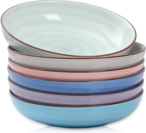 Miniatura 10 de Selamica Tazones de cerámica para pasta de 7.8 pulgadas, cuencos grandes de porcelana de 26 onzas, aptos para lavavajillas y microondas, juego de 6