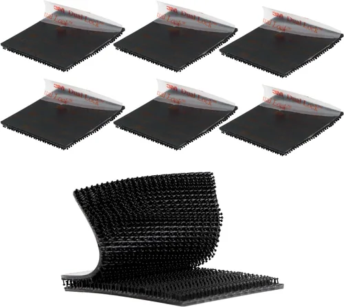 Miniatura 8 de 3M SJ3550 1 x 2 pulgadas, 10 unidades de cierre resellable negro resistente cinta entrelazada en forma de hongo cinta de montaje de gancho adhesivo