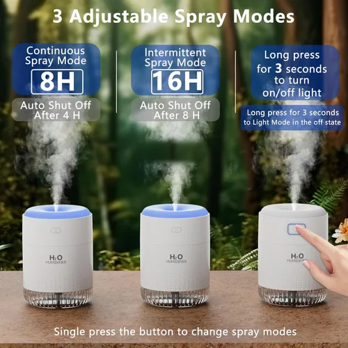 Miniatura 4 de SZO Mini humidificador portátil, humidificador personal de niebla fría USB de 16.9 fl oz para dormitorio, oficina, escritorio de viaje, silencioso