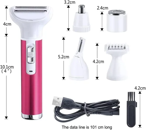Miniatura 9 de Maquinilla de afeitar eléctrica 5 en 1 para mujeres, eliminación de vello corporal, nariz, afeitadoras faciales, cejas, piernas, axilas, área