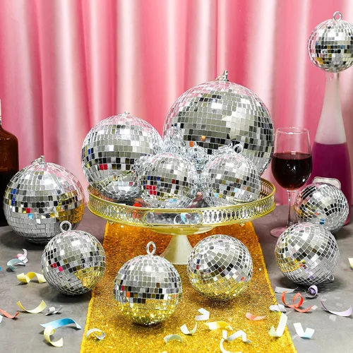 Miniatura 9 de MTLEE 20 piezas de decoración de bolas de discoteca de varios tamaños, decoración de fiesta, adornos de bola de discoteca, espejo pequeño grande