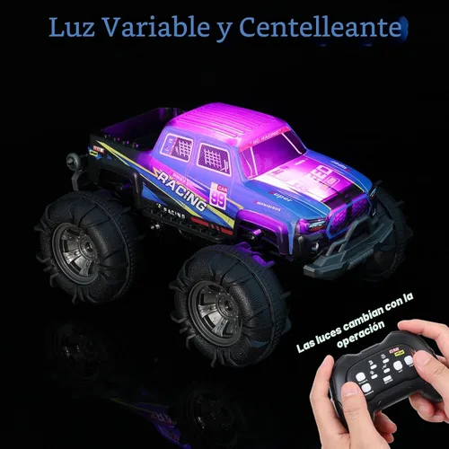 Miniatura 6 de QXHOL - Camión monstruo impermeable RC con gesto, vehículo de control remoto de 4WD anfibio controlado a mano para niños, vehículo todo terreno