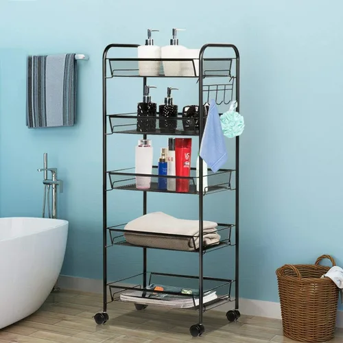 Miniatura 2 de JANE EYRE Carrito de Almacenamiento Utilitario Rodante de 3 Niveles con Ruedas, Carro Carrito de Manualidades, Estante Organizador Multiusos, Negro