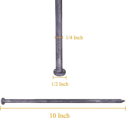 Miniatura 2 de WOWCASE Picos de metal de 10 pulgadas, 100 púas de jardinería de metal sólido resistente, clavos de anclaje para bordes de pavimentación, barrera