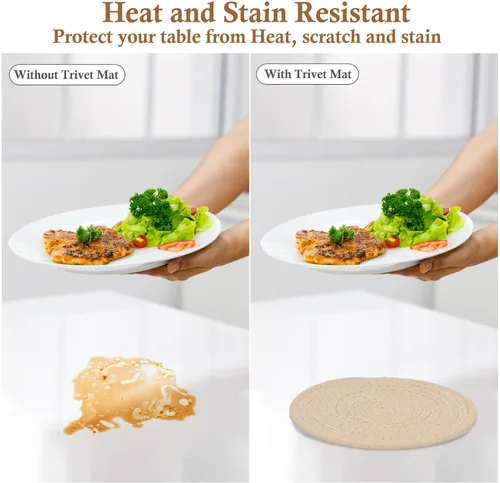 Miniatura 5 de Billbotk Salvamanteles de 7 pulgadas para platos calientes, ollas y sartenes calientes, 4 almohadillas calientes resistentes al calor, soportes