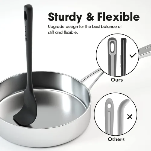 Miniatura 3 de ChefAide - Juego de 4 espátulas de silicona, espátulas de goma de grado alimenticio, con mango fuerte y agarre ergonómico, resistentes al calor