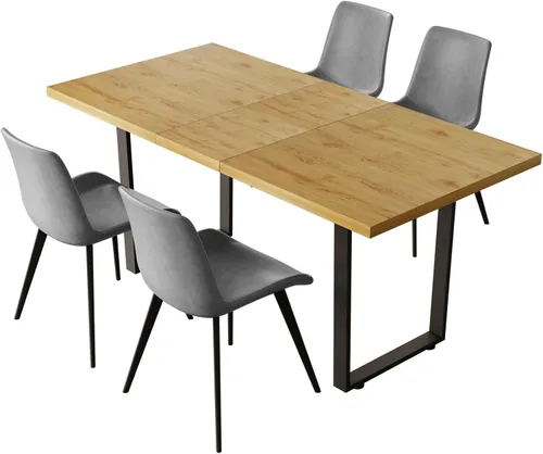 Miniatura 36 de ZckyCine Conjunto moderno de mesa de comedor de 5 piezas con mesa rectangular de madera y 4 sillas tapizadas en cuero, capacidad para 4 personas