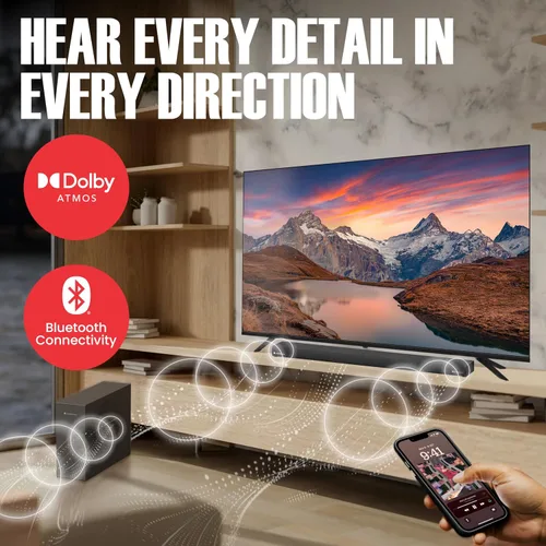 Miniatura 4 de Audiosource - Barra de sonido 2.1, subwoofer inalámbrico con Dolby Atmos, 120 W RMS y salida máxima de 240 W, diseño compacto, transmisión Bluetooth