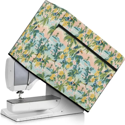 Miniatura 30 de Funda para máquina de coser de mariposas y flores con prácticos bolsillos, funda protectora con asa, para la mayoría de máquinas de coser estándar