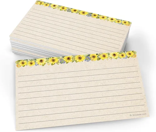Miniatura 6 de 321Done Tarjetas de índice de girasol floral, (50) tarjetas de papel kraft de 4 x 6 pulgadas, en blanco, sin líneas, para estudiar, aprender