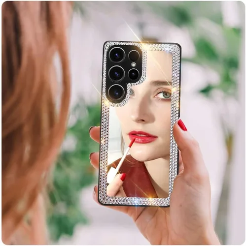 Miniatura 8 de Funda compatible con Samsung Galaxy S22 Ultra Mirror con diamante, funda de teléfono de acrílico brillante que se puede utilizar para maquillaje al