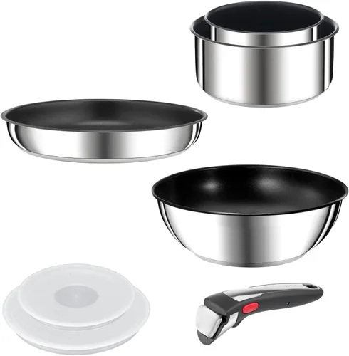Miniatura 3 de Tefal Ingenio Preference ON - Juego de cacerolas, 7 piezas, apilable, mango extraíble, ahorro de espacio, antiadherente, inducción, acero