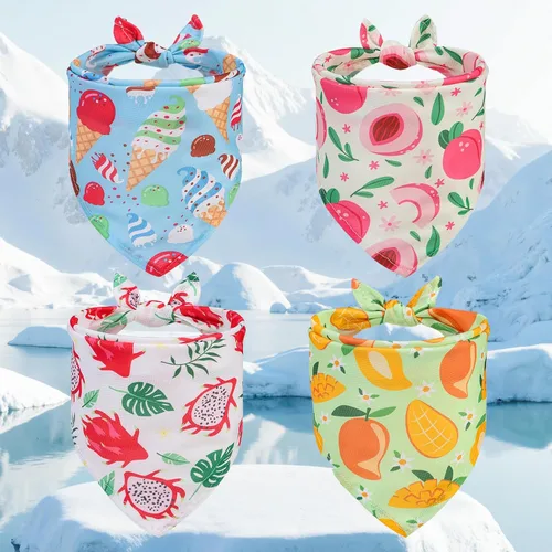 Miniatura 8 de PUPTECK Bandana de cumpleaños para perro, traje de 4 piezas, bufanda de babero triangular suave para mascotas, suministros de decoración de fiesta