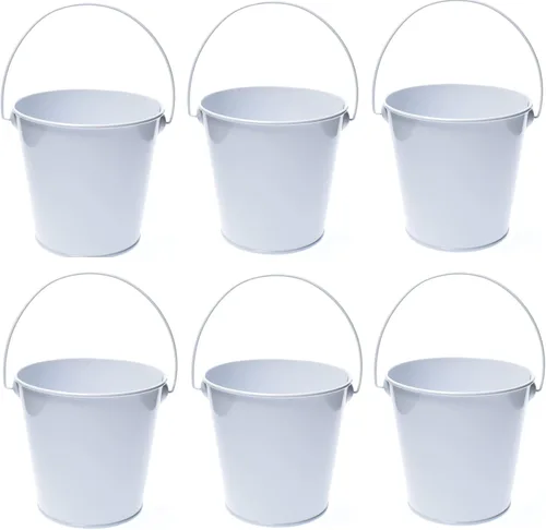 Miniatura 11 de Cubos de metal de colores con asa, paquete de 6 cubos de hierro galvanizado de 5.91 pulgadas para niños, aula, manualidades y recuerdos de fiesta