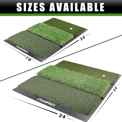 Miniatura 5 de CHAMPKEY Alfombrilla profesional de golf Tri-Turf Alfombrilla de práctica de goma resistente ideal para entrenamiento en interiores y exteriores