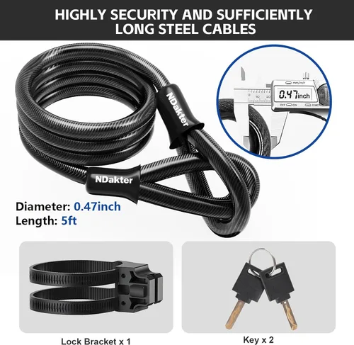 Miniatura 6 de NDakter Candados de bicicleta antirrobo de alta resistencia, cerradura combinada de bicicleta de 0.71 pulgadas, cerradura de combinación reiniciable