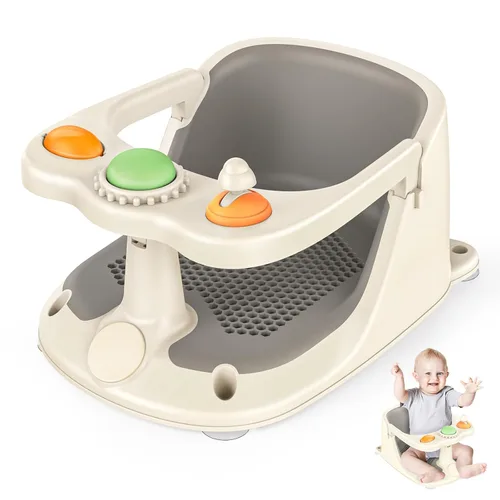 Asiento de baño para bebés de 6 meses en adelante, asiento de baño antideslizante para bebé y recién nacido con ventosas, asiento seguro para bañera
