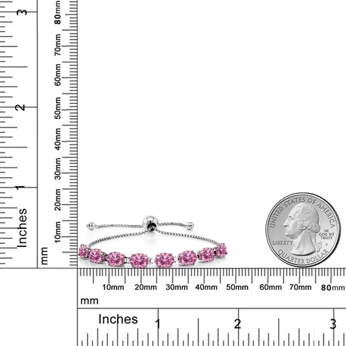 Miniatura 152 de Gem Stone King Pulsera de plata de ley 925 con piedra natal ovalada de 0.276 x 0.197 in para mujer, totalmente ajustable hasta 9 pulgadas