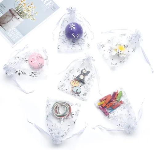 Miniatura 5 de Volanic 100 bolsas de regalo de organza con cordón transparente de 4 x 6 pulgadas, bolsa de regalo de joyería, fiesta, Navidad, bolsas de dulces
