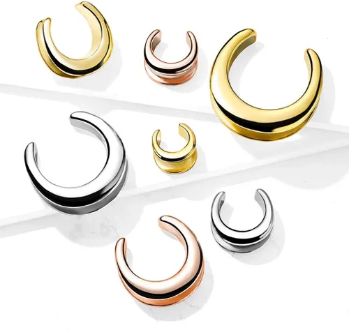 Miniatura 5 de Pierced Owl - Rose Gold Tone Plain Saddle Spreader Ear Gauges in 316L Stainless Steel, Sold as A Pair