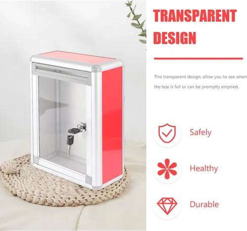 Miniatura 7 de Zerodeko Buzón de montaje en pared con bloqueo – Caída de llave para buzón para caja de sugerencias exterior, metal de recepción Pox Letra