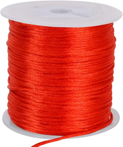 Miniatura 23 de TONIFUL 1 mm x 100 yardas de cordón de nailon blanco satinado para hacer pulseras, cordón de macramé cola de ratón, cordón de cuentas a granel