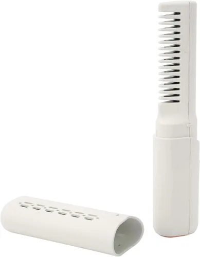 Miniatura 4 de Mini alisador de pelo recargable inalámbrico, cepillo de peine portátil con 3 temperaturas ajustables para todo tipo de cabello (caqui)
