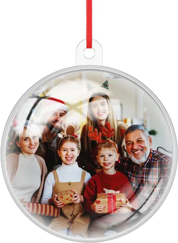Miniatura 9 de Paquete de 4 adornos de Navidad personalizados 2025 de cerámica personalizada con foto y texto para decoración de árbol de Navidad, primera Navidad