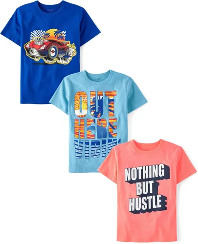 Miniatura 38 de The Children's Place Paquete de 3 camisetas gráficas de manga corta para niños