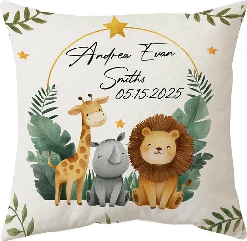 Miniatura 8 de Hyturtle Almohada personalizada para niños y niñas (inserto incluido) Regalos - Cojín de guardería - Nuevo regalo para bebé niño niña - Almohada