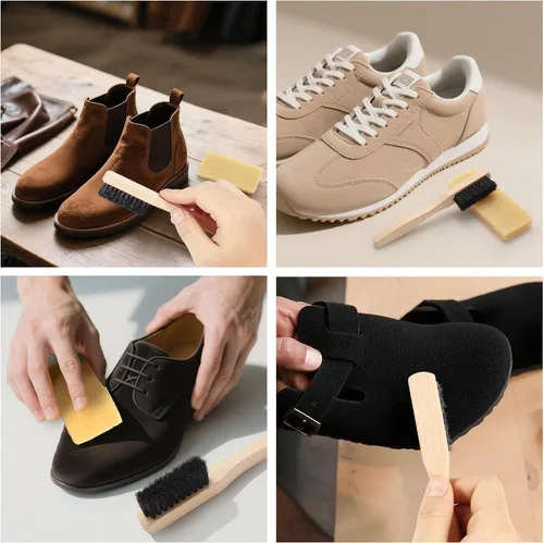 Miniatura 5 de Kit de limpieza de gamuza de 3 piezas para limpiador de gamuza y cepillo de nobuk cepillo limpiador de zapatos de gamuza y borrador de manchas