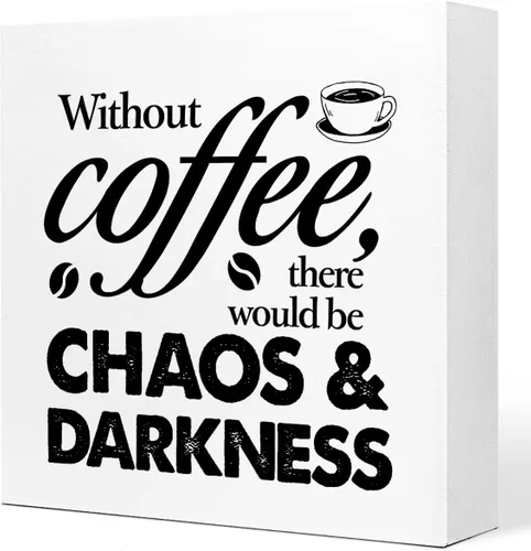 Cartel de madera con texto en inglés "Funny Without Coffee Chaos", letrero rústico de madera de café para el hogar, cocina, oficina, cafetería, bar,